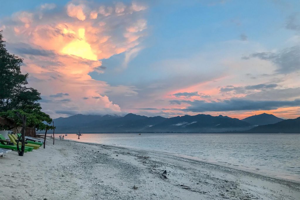 Sunset over Gili Air and Lombok